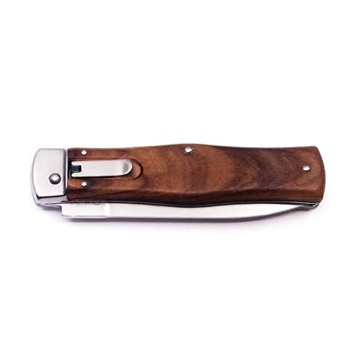 Ejector knife with wooden handle