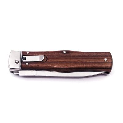 Ejector knife with wooden handle