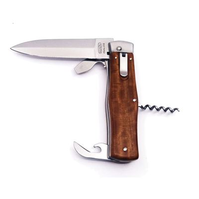 Ejector knife with wooden handle