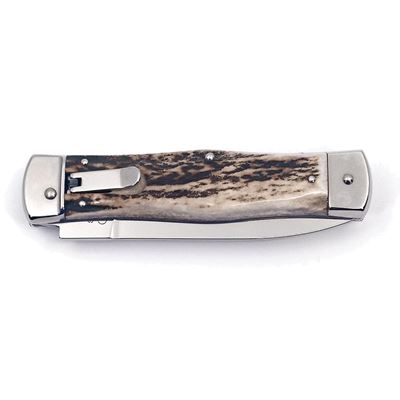HAMMER stainless steel blade ejector handle deer antlers