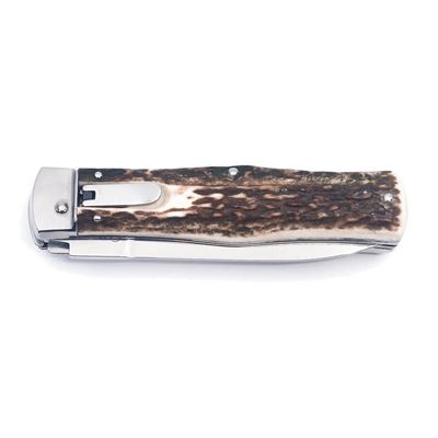 2/KP stainless steel blade ejector handle RIGHT antlers