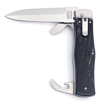 Ejecting knife 3/KP STAINLESS STEEL/BUFFALO HORN