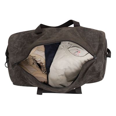 Waxed Canvas Shoulder Duffle Bag 24" BROWN ROTHCO 2417BR 4