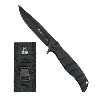 K25 G10 folding knife, black blade BLACK + sheath