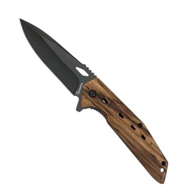 Folding Knife ZEBRA WOOD black blade