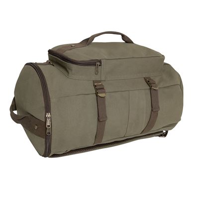 Convertible 19" Canvas Duffle/Backpack OLIVE/BROWN