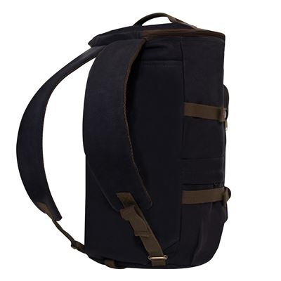 Convertible 19" Canvas Duffle/Backpack BLACK/BROWN