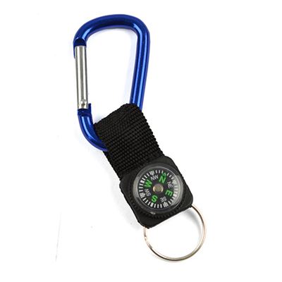 Carabiner with compass BLUE