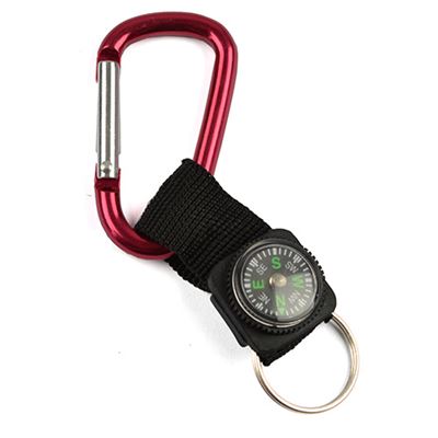 Carabiner with compass RED
