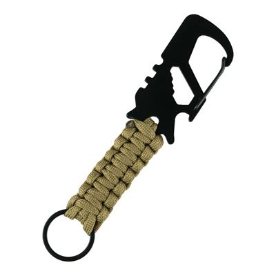 Multifunctional keychain with carabiner COYOTE