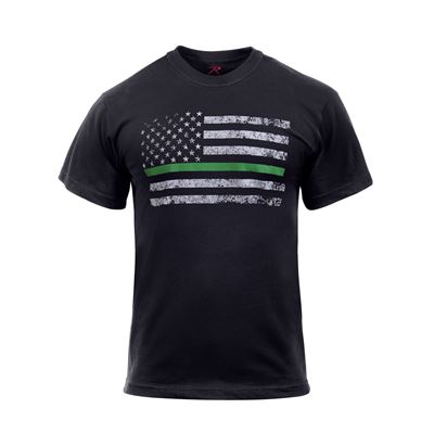 Thin BLUE LINE SHIELD T-Shirt US flag BLACK