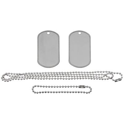 US Dog Tag Set with Chains STAINLESS STEEL