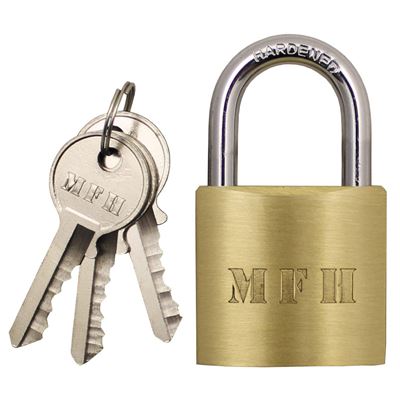 Lock metal padlock keys 3 45 x 25 cm GOLD