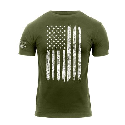 Distressed US Flag Athletic Fit T-Shirt GREEN