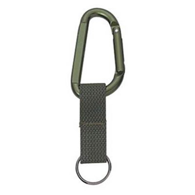 Jumbo 80 mm Carabiner OLIV with strap and ring