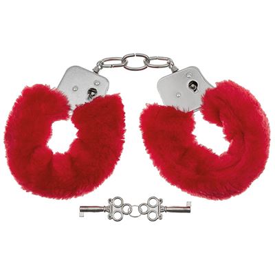 Handcuffs with plush, chain RED