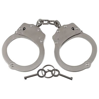 Police Handcuffs Chain SILVER DOUBLE LOCK