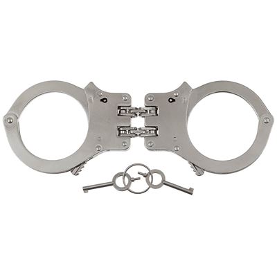 Police handcuffs DOUBLE LOCK Solid SILVER