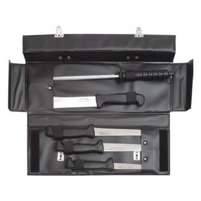 4 knives with sharpener in case BLACK