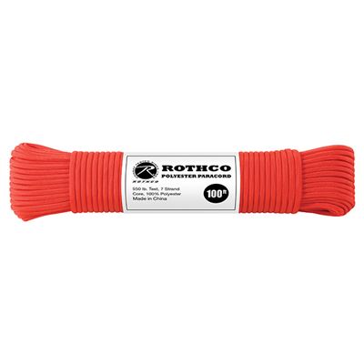 Cord Paracord polyester 550LB 30 m 4 mm RED