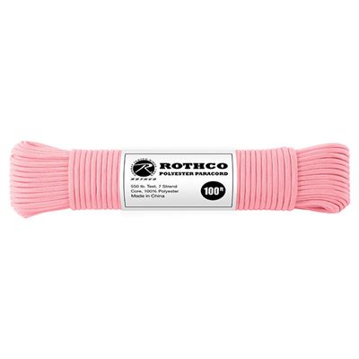 Cord Paracord polyester 550LB 30 m 4 mm PINK