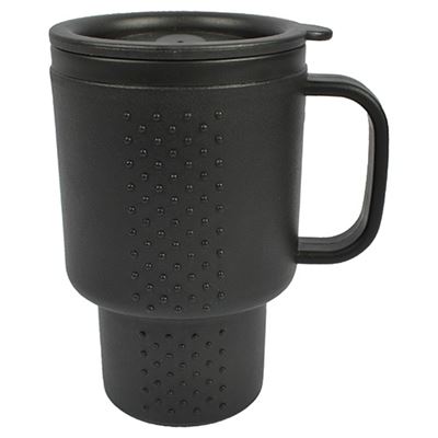 Double wall plastic mug with handle 400 ml BLACK