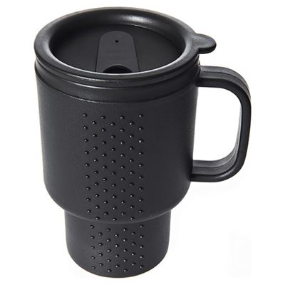 Double wall plastic mug with handle 400 ml BLACK