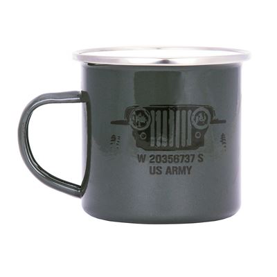 Enamel mug US ARMY JEEP 300 ml GREEN