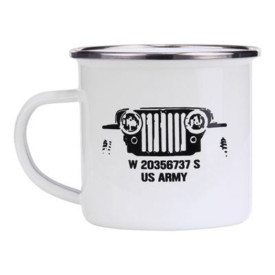 Enamel mug US ARMY JEEP 300 ml WHITE