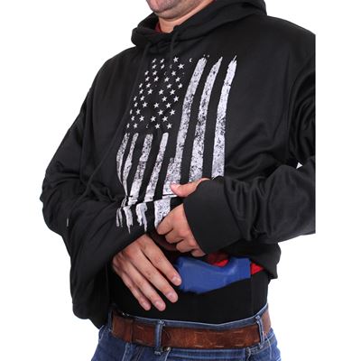 Concealed Carry Hoodie US flag BLACK