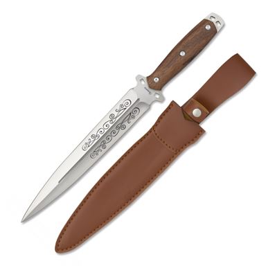 Knife 32611 with Wooden Handle and Leather Sheath
