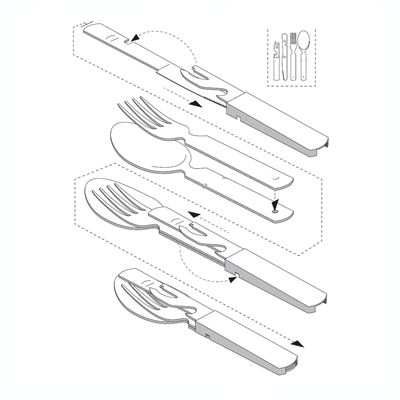 Four-piece field cutlery AČR stainless steel