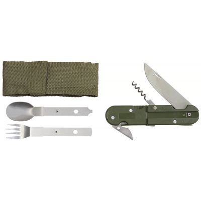 COMBI 5 pcs cutlery with plastic-OLIVE