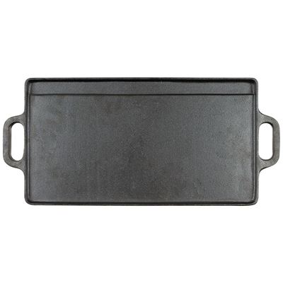 Griddle Cast Iron 2 Handles 50 x 23 x 1,5 cm BLACK