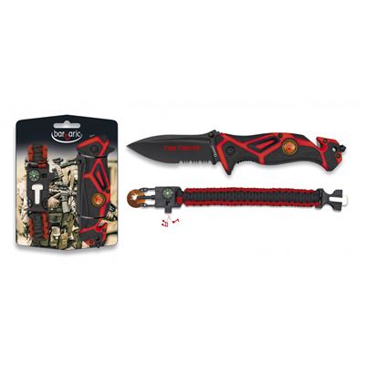 FOS fire figher penknife + paracord RED