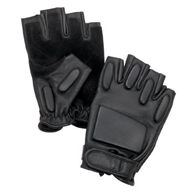 Leather fingerless gloves TACTICAL BLACK