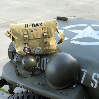 Canvas shoulder bag D-DAY 1944 WWII SAND