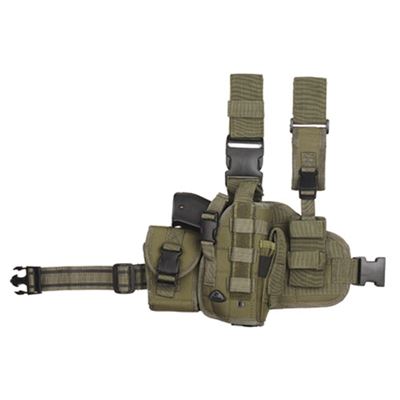 Thigh pistol holster with containers right OLIVE