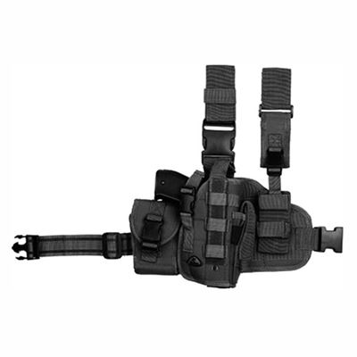 Thigh pistol holster with magazine right BLACK