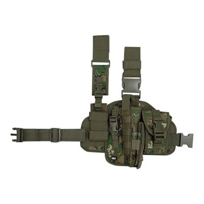 Thigh pistol holster with containers right DIGITAL WOODLAND