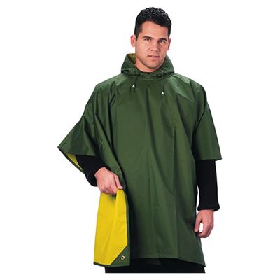 Poncho rubberized sides OLIVE / YELLOW 125 x 200 cm