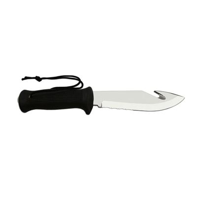 Diver´s knife STAINLESS STEEL hardened RUBBER BLACK