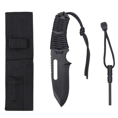 Paracord ROTHCO knife with fixed blade + tinder
