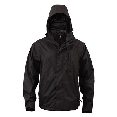 Lightweight waterproof jacket with hood BLACK