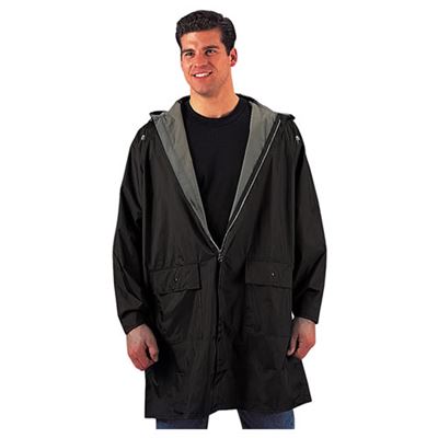 ROTHCO Waterproof jacket with hood PVC BLACK / OLIVE | MILITARY RANGE