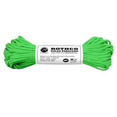 Nylon Paracord Type III 550 LB 100FT SAFETY GREEN