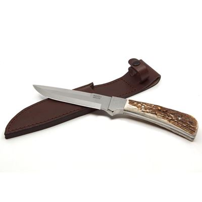 Hunting knife STAINLESS STEEL, ANTLER handle, blade 130mm