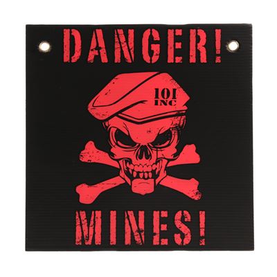 Plastic plate danger mines BLACK/RED
