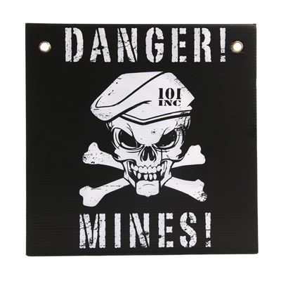 Plastic plate danger mines BLACK/WHITE