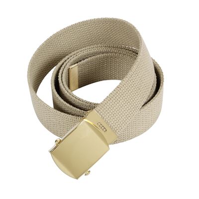 KHAKI belt with gold buckle 135 cm